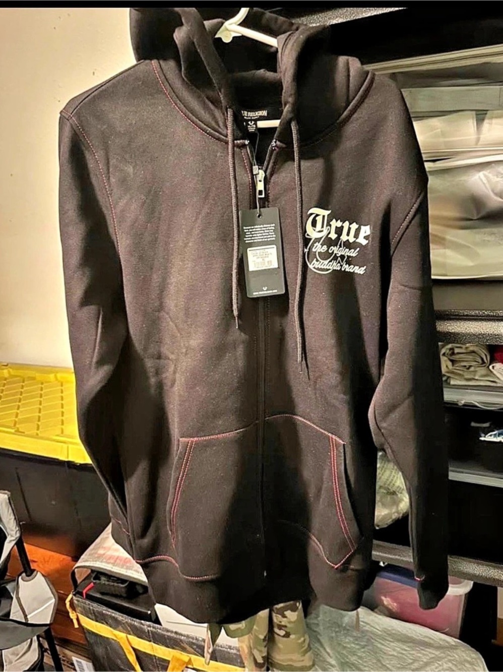 True Religion Multi-Logo Appliqué Zip Hoodie Black XL